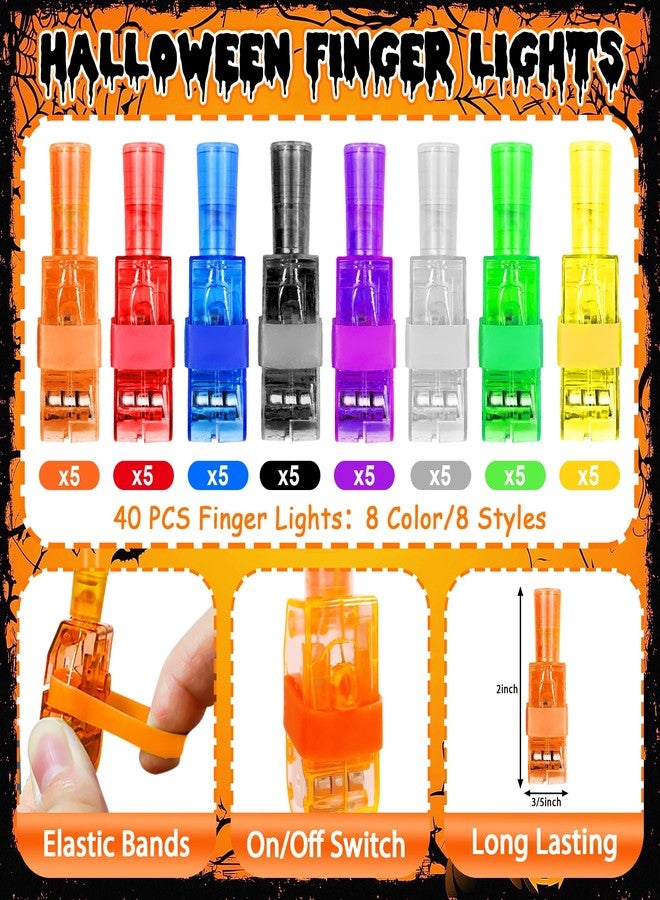 Bamamon 40 Pcs Halloween Party Favors Finger Lights for Kids, Halloween Light Up Toys Bulk Glow in the Dark Halloween Treats Non Candy Goodie Bag Fillers Basket Stuffers Classroom Prizes Trick or Treat Gift - Image 2